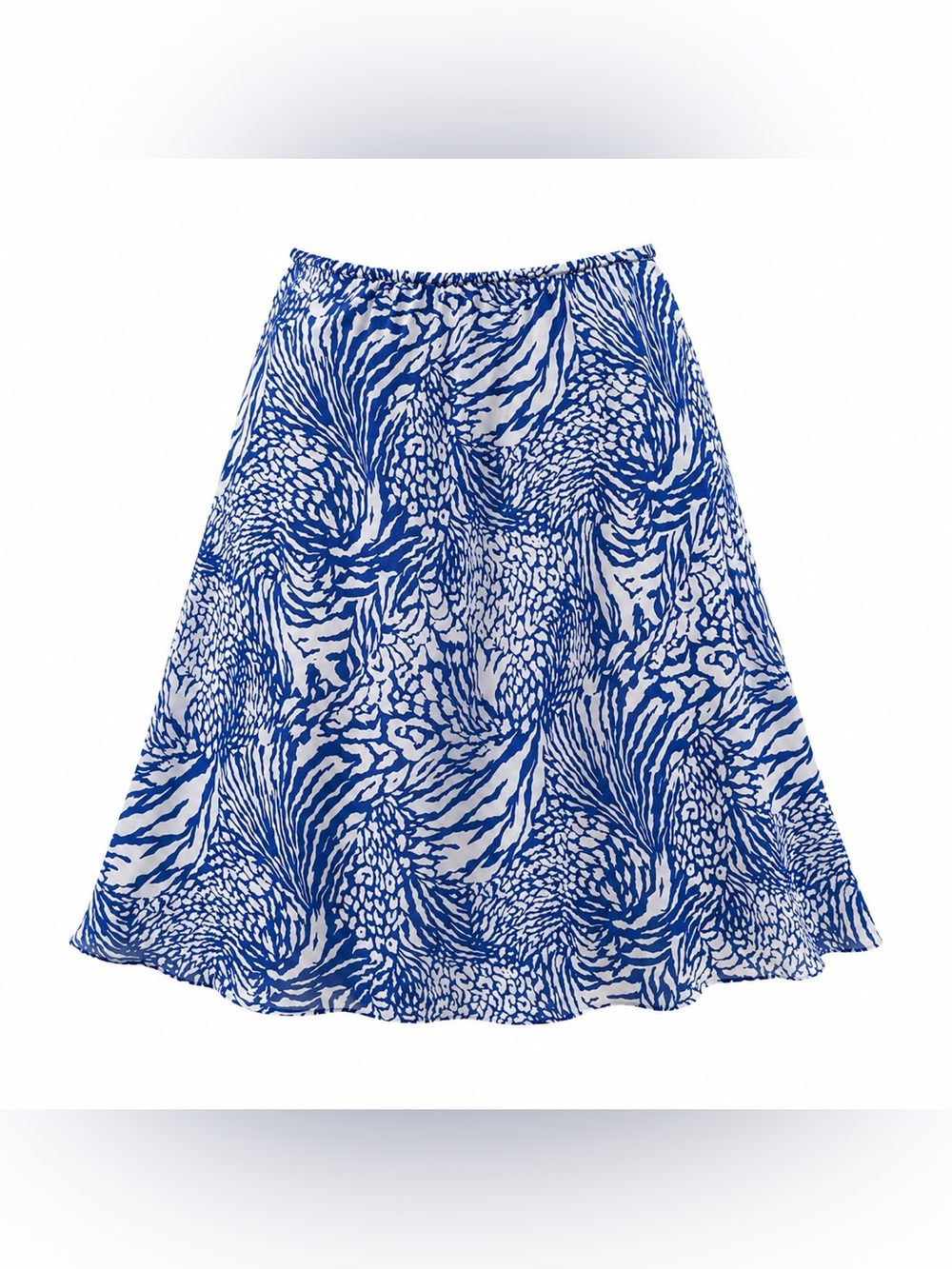 Blue & White Printed Midi Skirt — Flowy A-Line - Picture 1 of 11